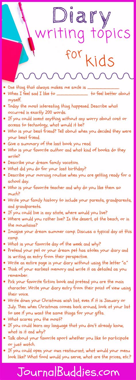 short diary writing topics for students