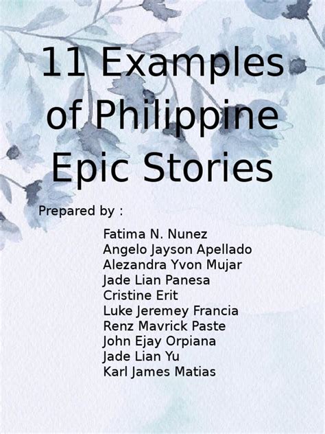 short epic story examples in the philippines