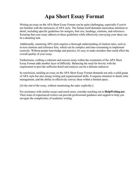 short essay format example for students