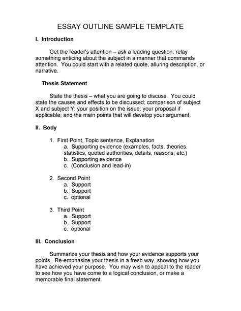 short essay outline example for students