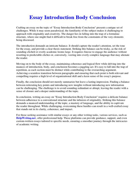 short example of essay with introduction body and conclusion pdf