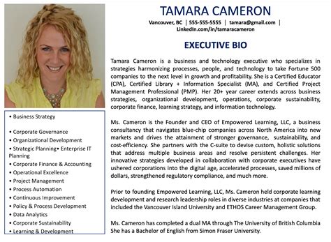 short executive bio examples
