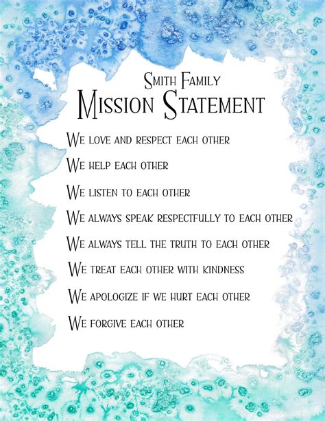 short family mission statement examples pdf