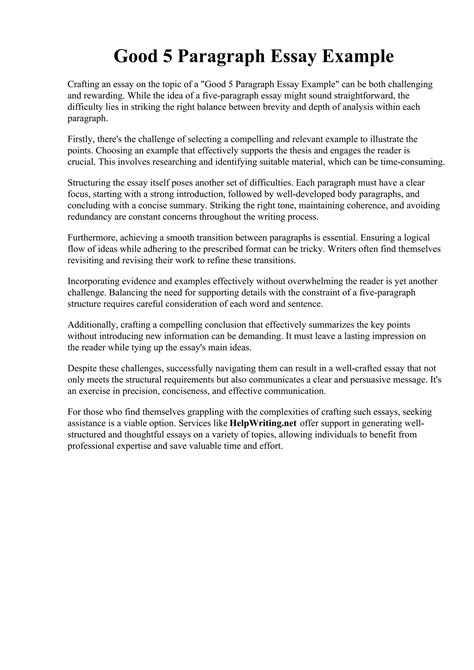 short five paragraph essay example pdf