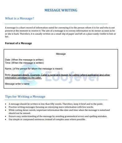 short message writing for class 7 with answers pdf