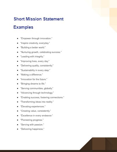 short mission statement examples for students