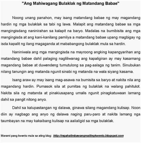 short moral lesson in tagalog example