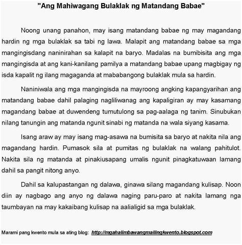 short narrative example tagalog