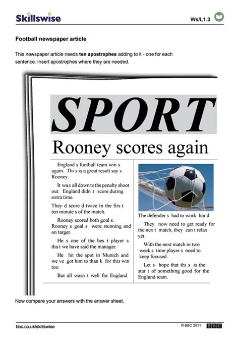 short newspaper article example in english