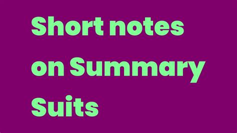 short note on summary suit