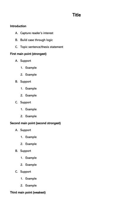 short outline example