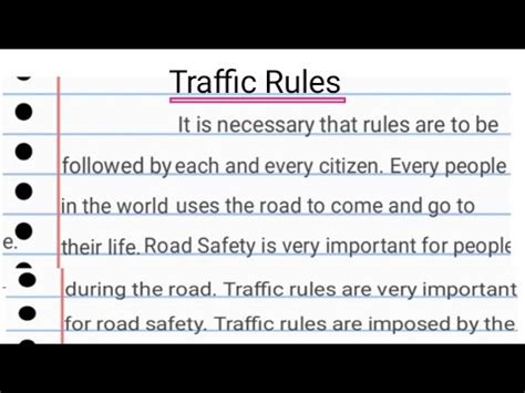 short paragraph traffic rules for class 4