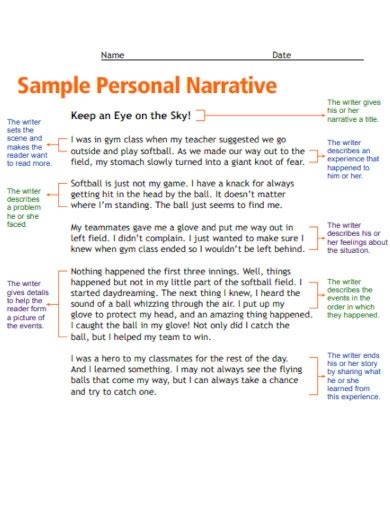 short personal narrative examples pdf