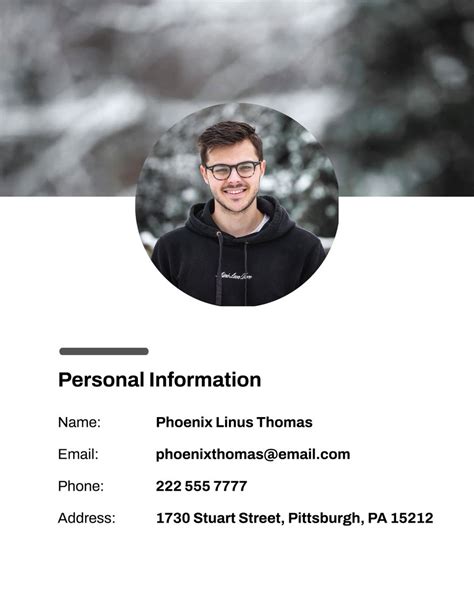 short personal profile template word