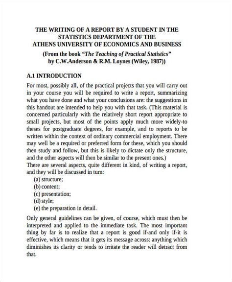 short report writing sample for students