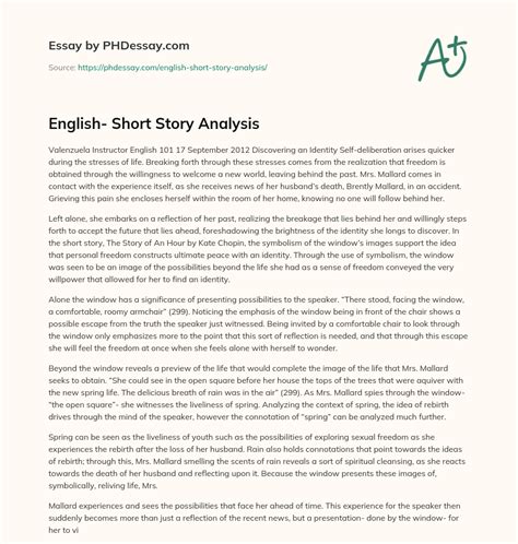 short story analysis sample