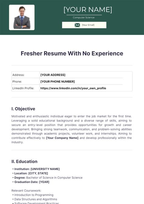 short summary for resume for freshers with no experience in word
