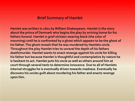 short summary of hamlet by shakespeare