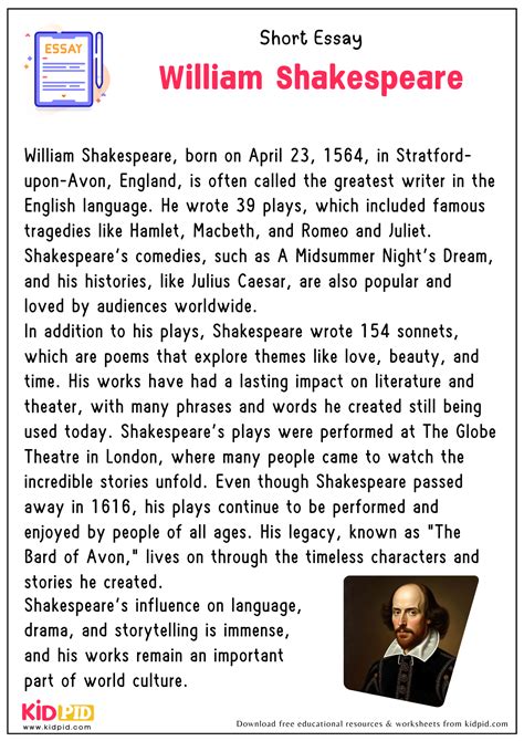 short summary of william shakespeare