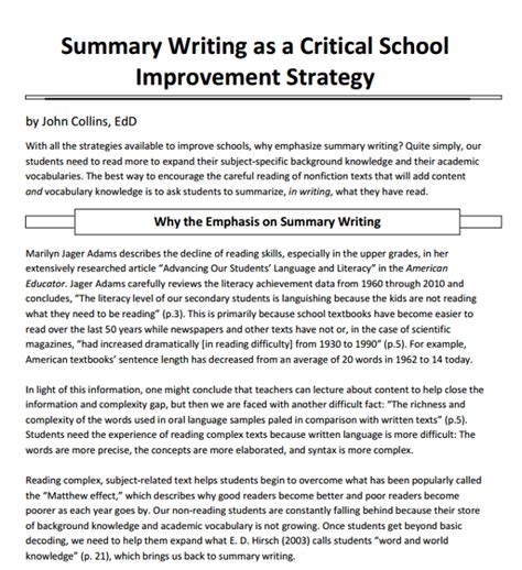 short summary writing examples