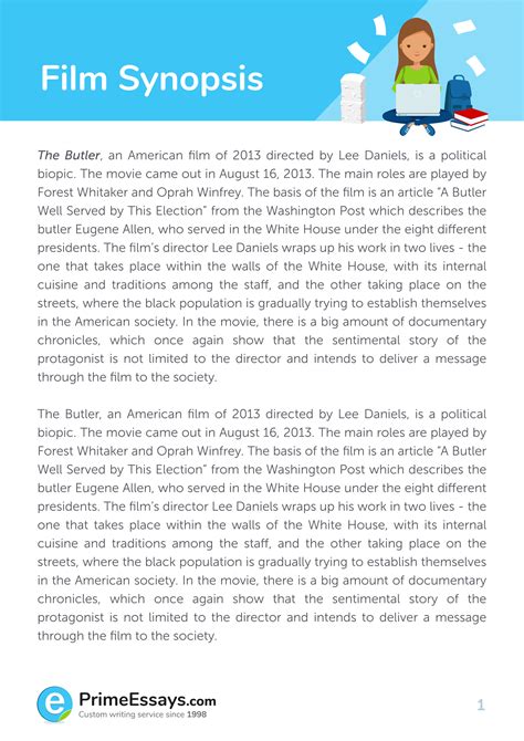 short synopsis example film