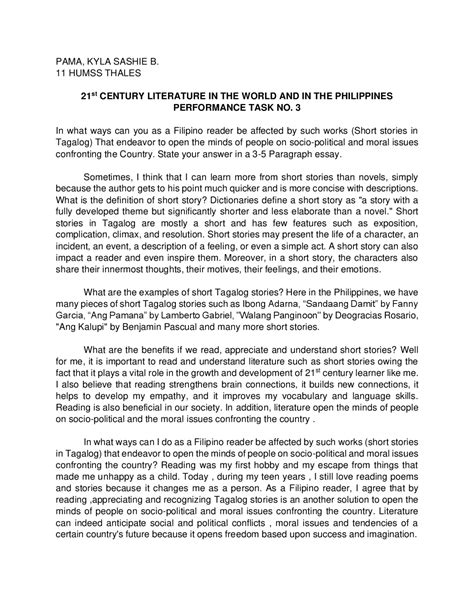 short synopsis example tagalog