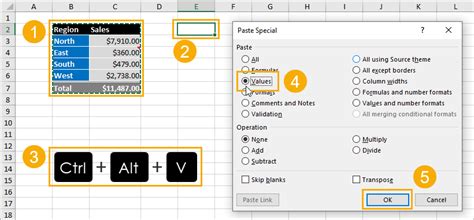 shortcut copy paste excel