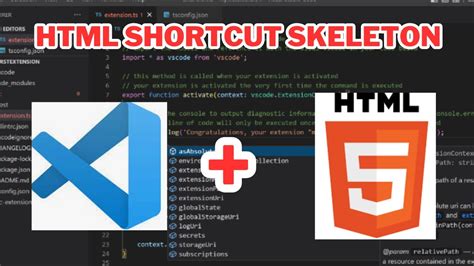 shortcut for html structure in vscode