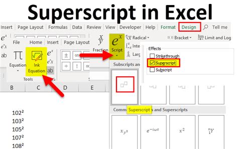 shortcut for superscript 2 in excel