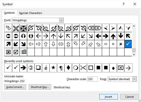 shortcut key for check box in word