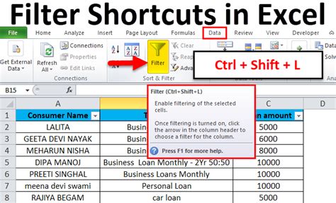 shortcut key to apply sort for multiple selections in excel sheet