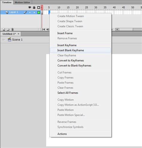 shortcut key to insert a blank keyframe