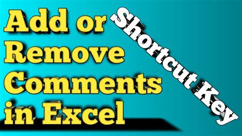 shortcut key to remove comment in excel