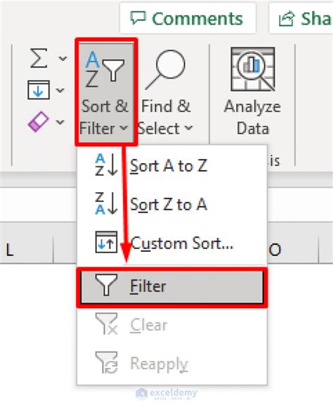 shortcut to add filter in excel mac