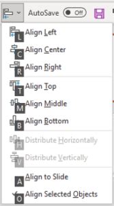 shortcut to align items in powerpoint