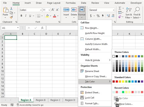 shortcut to change sheet color in excel