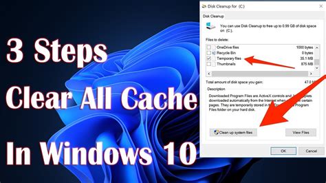 shortcut to clear cache in windows 10