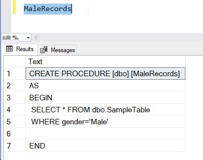 shortcut to format stored procedure in sql server