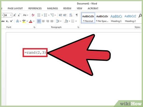 shortcut to generate random text in word