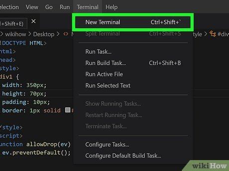 shortcut to start html in visual studio code