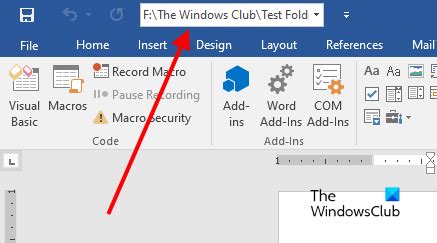 show file path in quick access toolbar