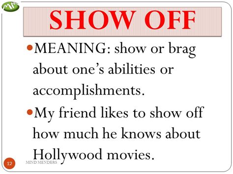show off meaning and sentence