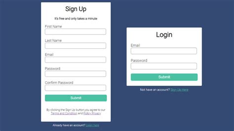 sign up form html code