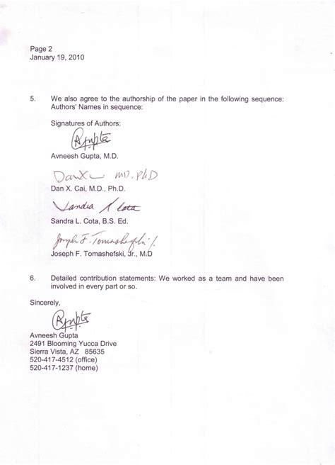 signature on a letter examples
