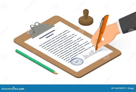 Signing a document illustration