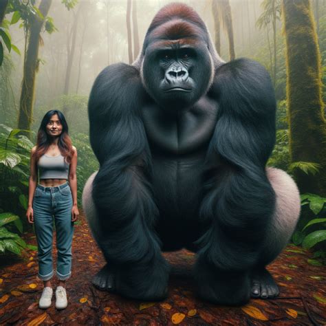 silverback gorilla next to average human