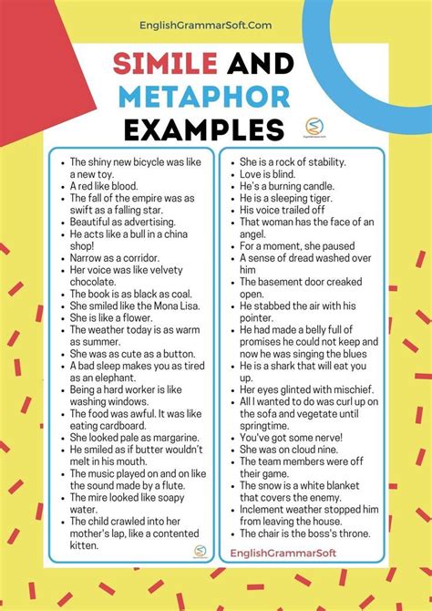 simile and metaphor examples pdf
