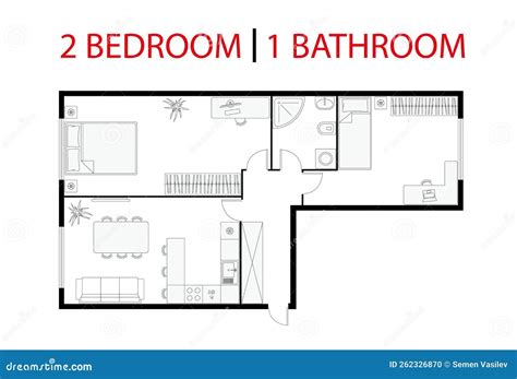 simple 2 bedroom floor plan with dimensions