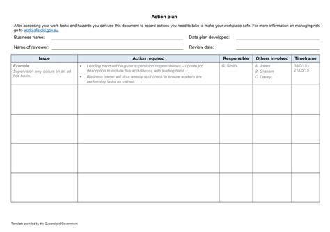 simple action plan example for work