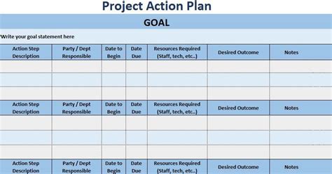 simple action plan format excel